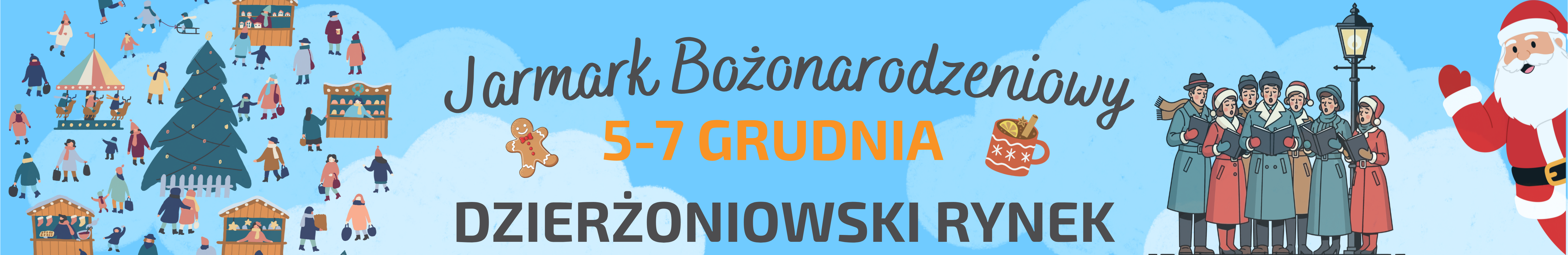 baner zapraszający na Dzierzoniowski jarmark bozonarodzeniowy 5-7 grudnia