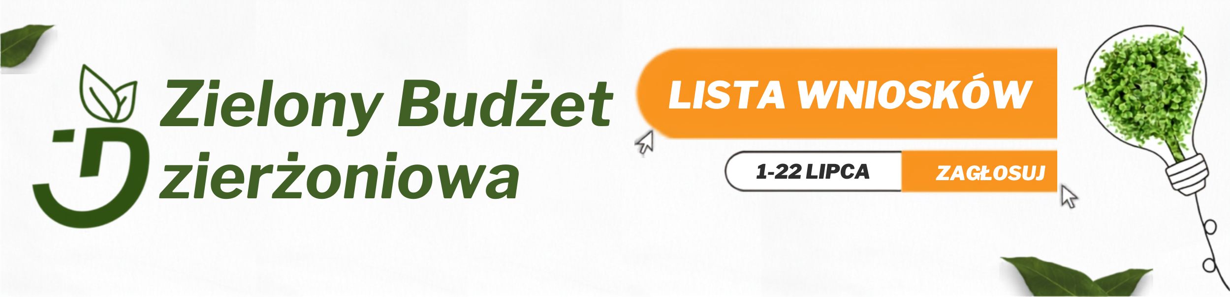 Grafika z napisem Zielony Budżet Dzierżoniowa