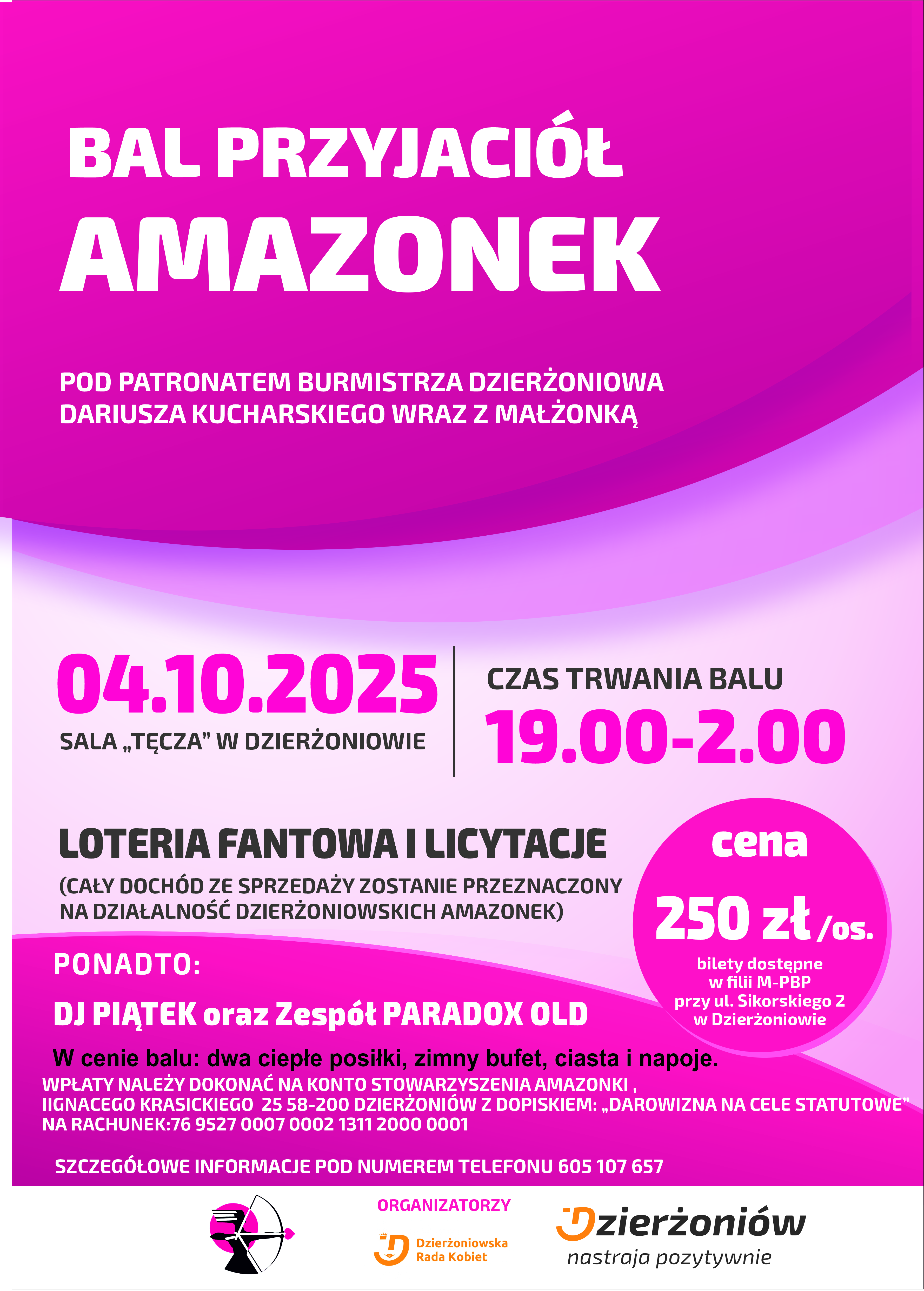 Plakat balu z informacjami podanymi w tekście