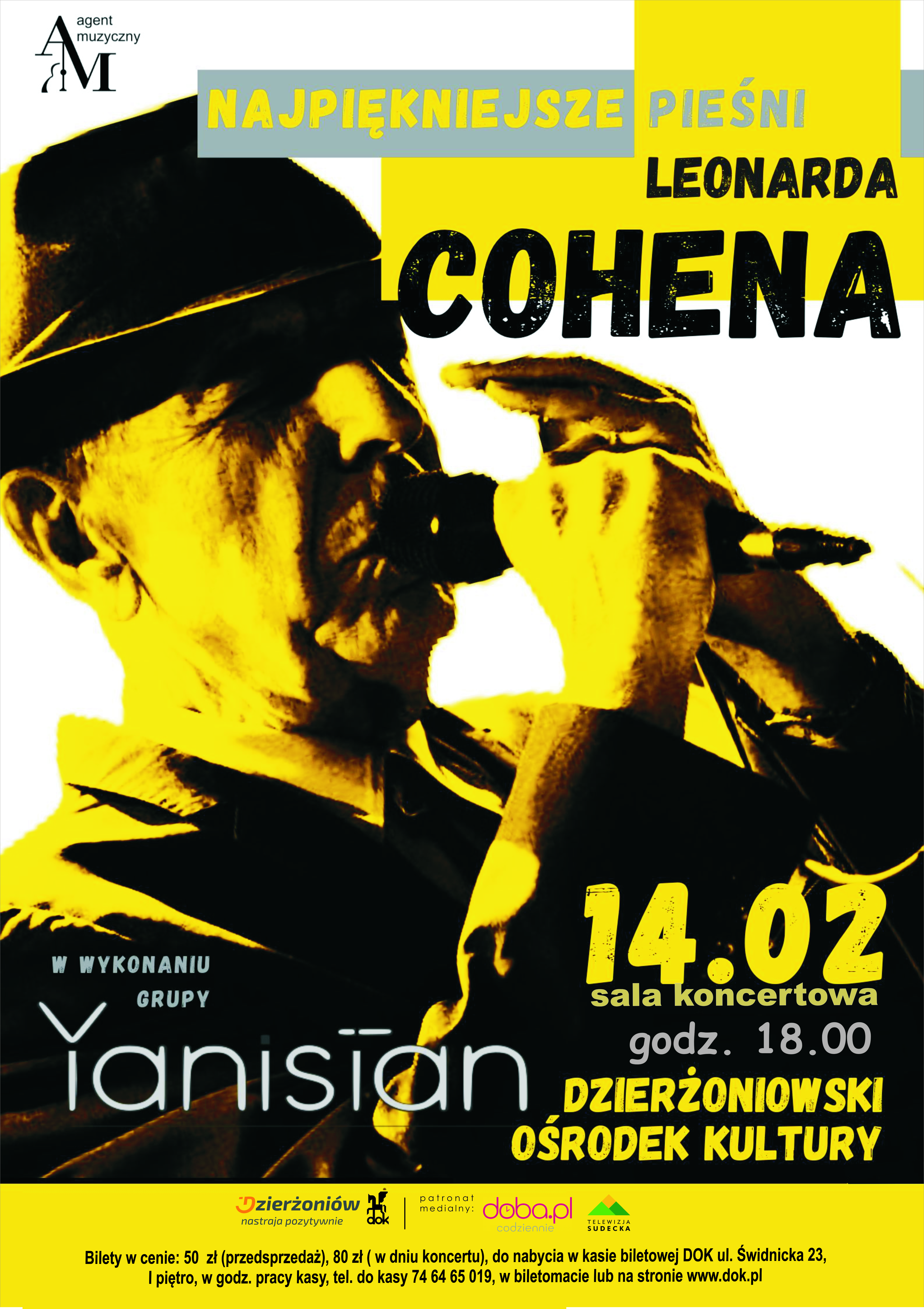 Leonard Cohen - plakat w kolorze żółto-czarnym
