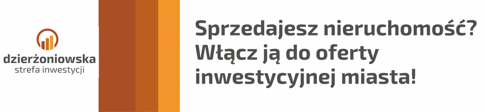 Grafika ozdobna z napisem Sprzedajesz nieruchomość, włącz ją do oferty inwestycyjnej miasta