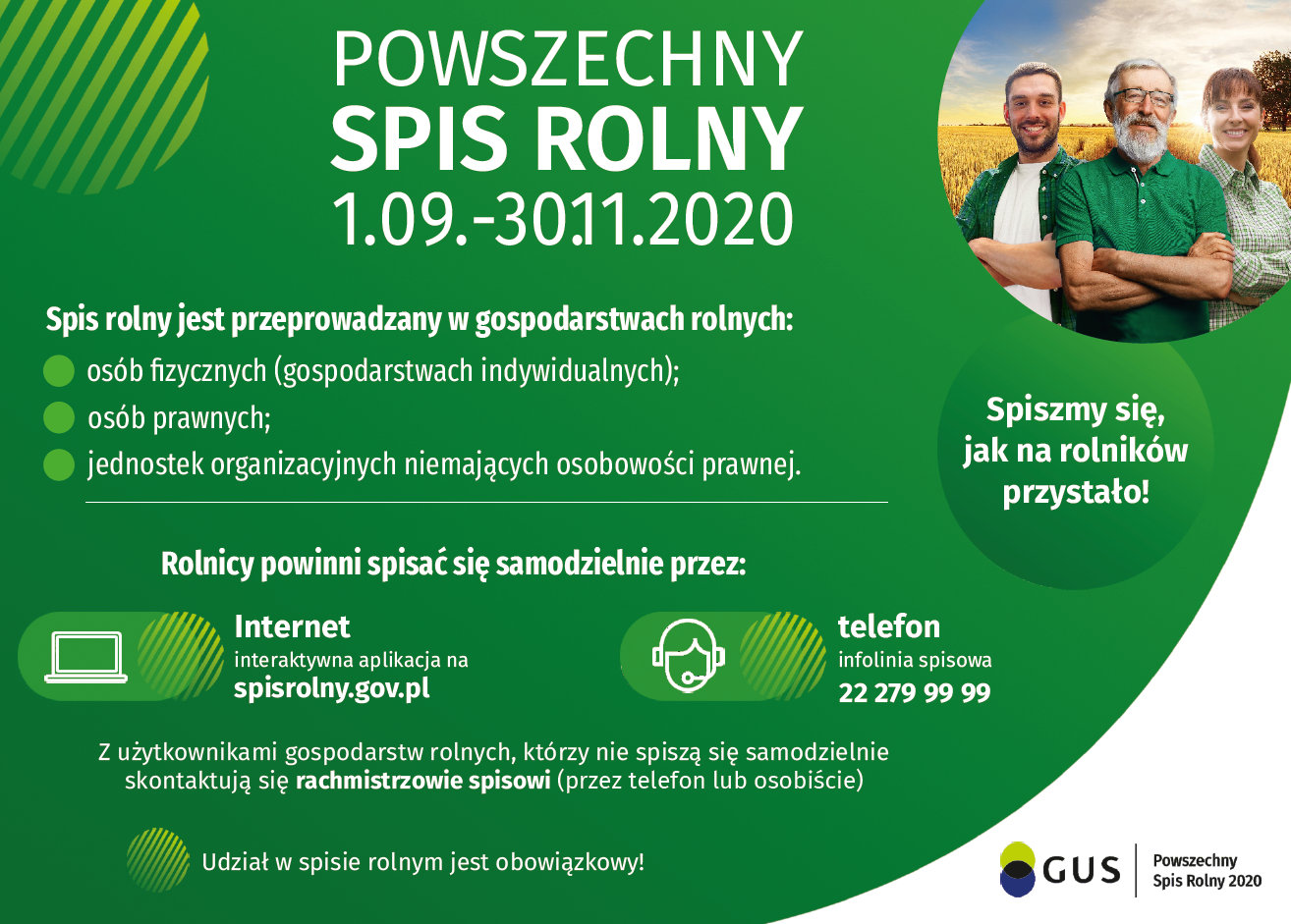 Grafika z hasłowymi informacjami o spisie