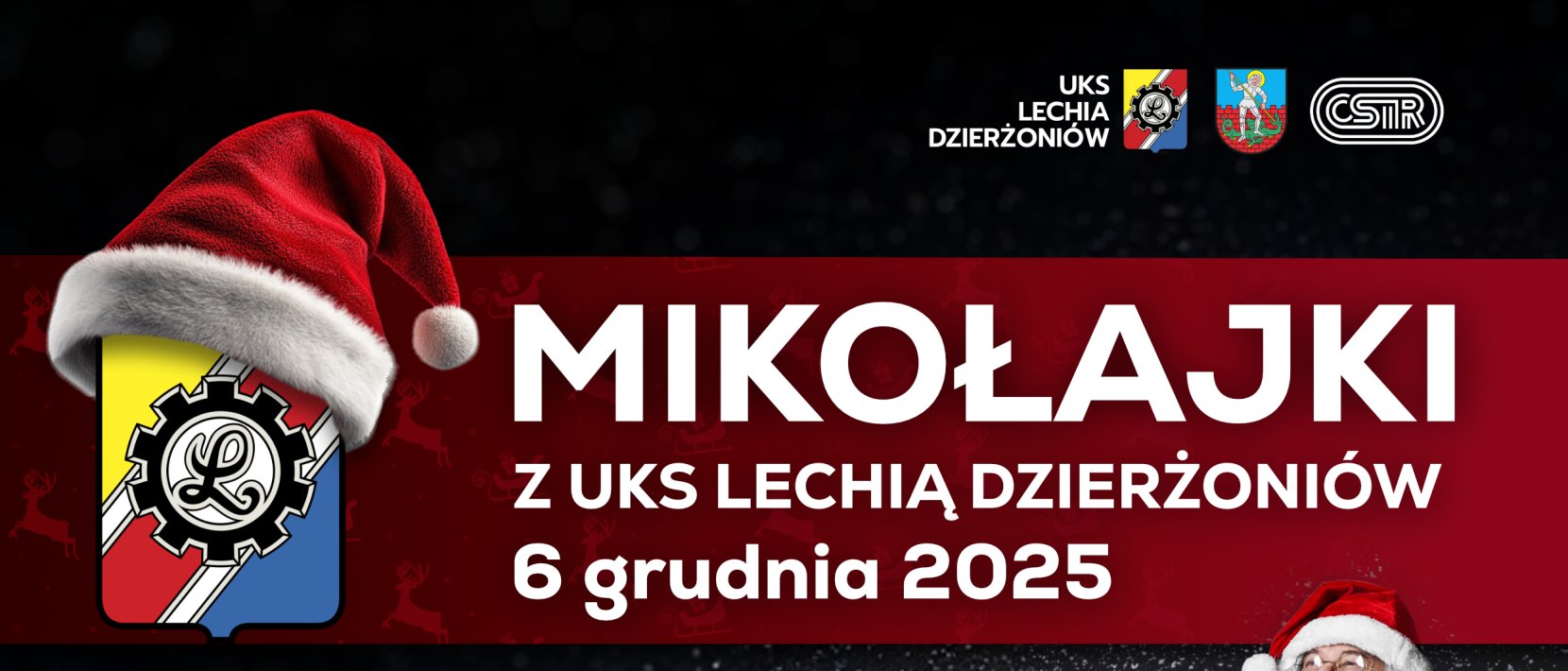 Plakat imprezy piłkarskiej 6 grudnia w hali OSiR-u - Mikołajki z UKS Lechia Dzierżoniów