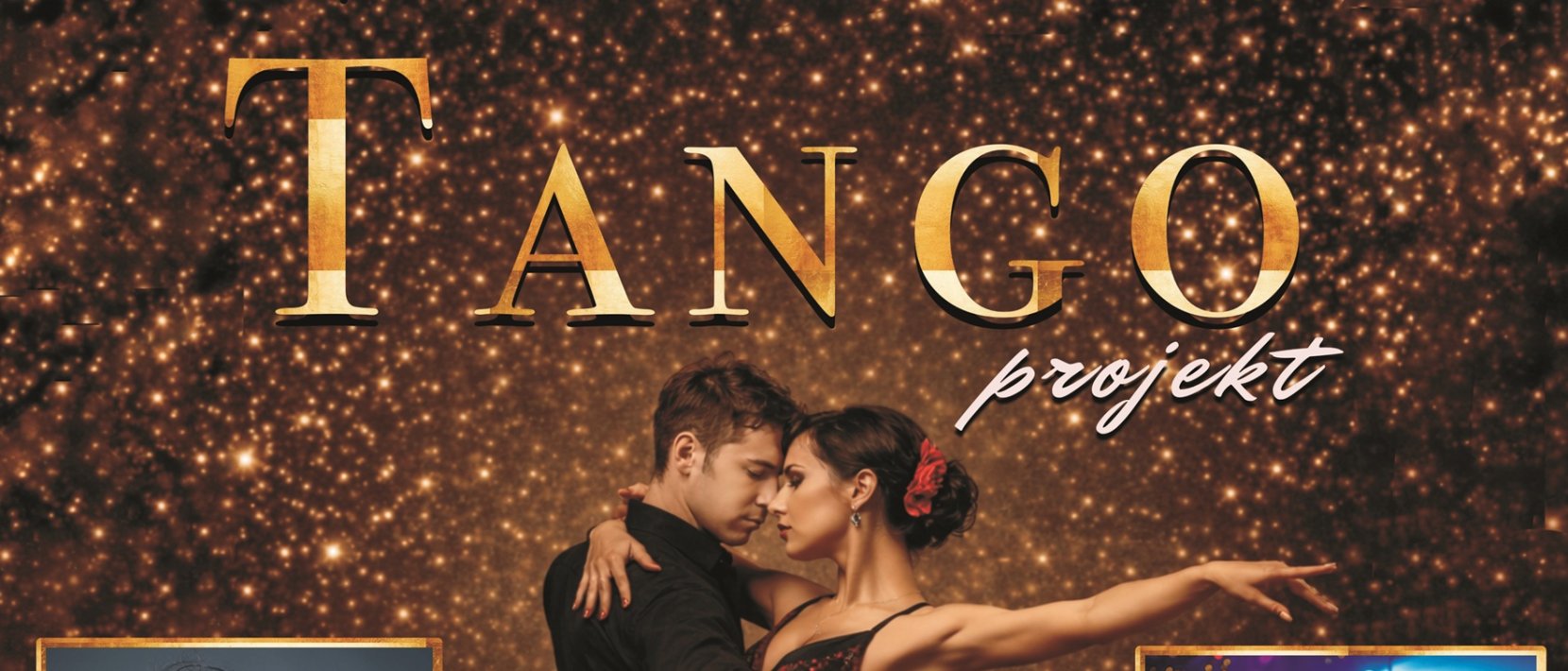 Plakat koncertu z parą tańczącą tango