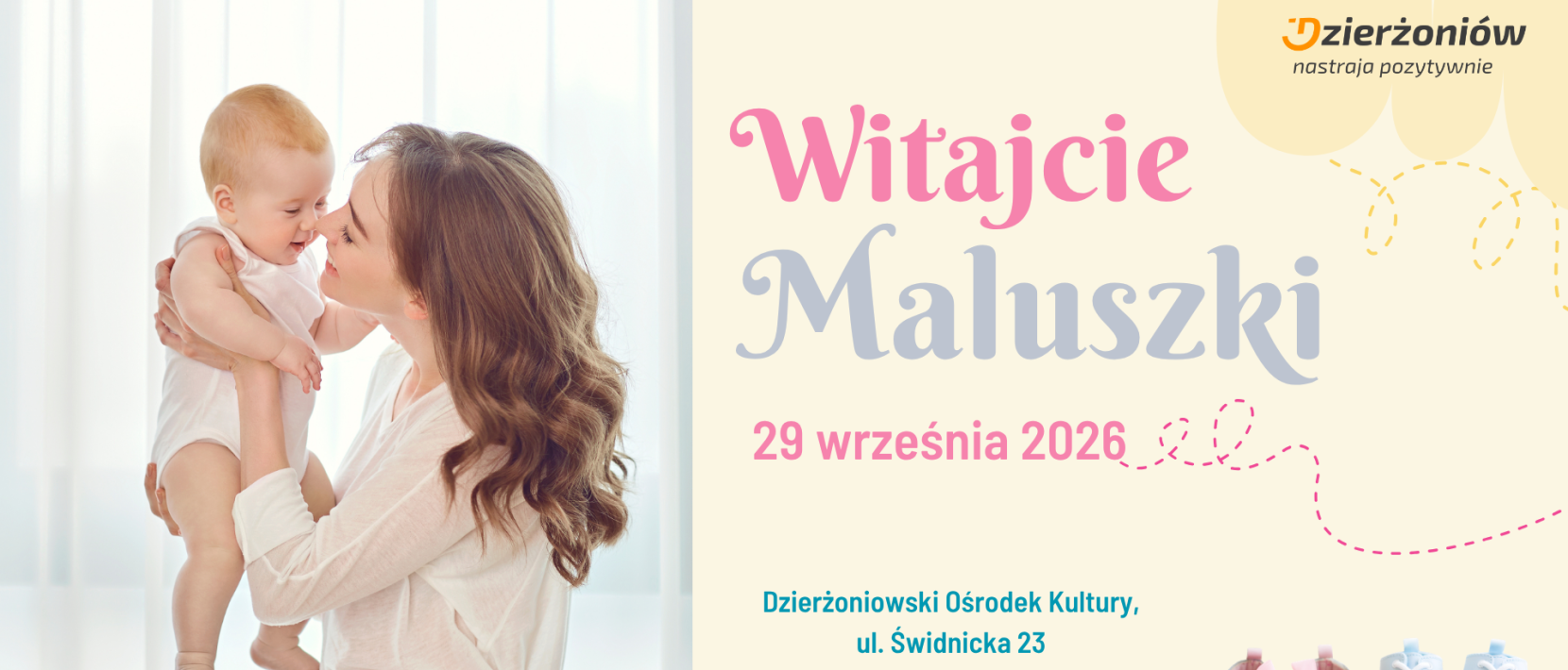 Grafika ozdobna ze zdjęcem mamy trzymającej w rękach małe dziecko