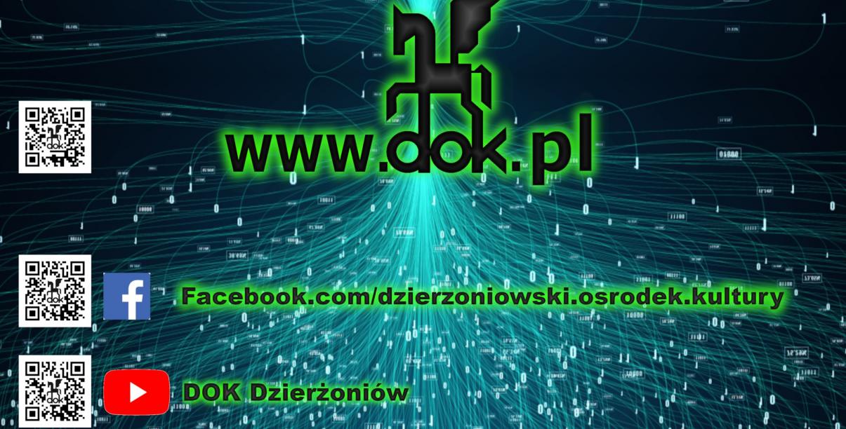 Grafika z logotypem ośrodka kultury i adresem strony - www.dok.pl