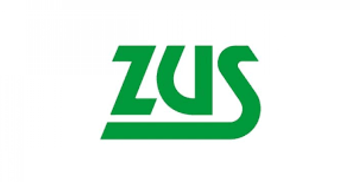 Zielony napis ZUS na białym tle