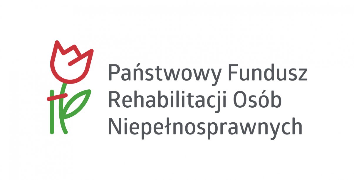 Rysunek kwiatka i napis Państwowy Fundusz Osób Niepełnosprawnych