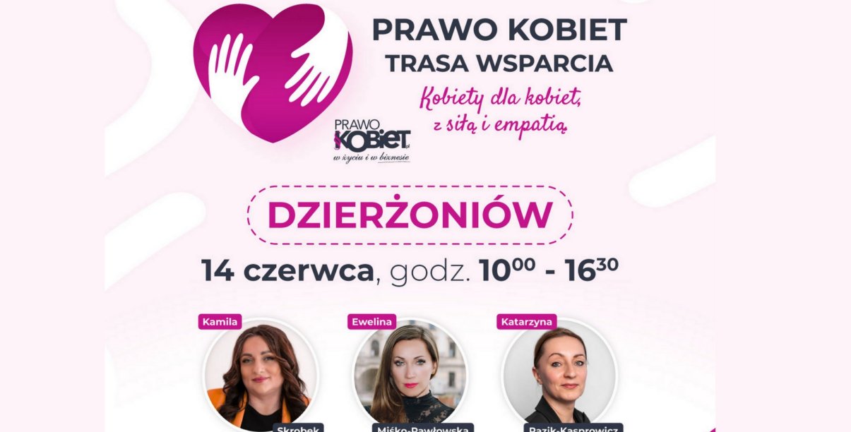 Grafika ozdobna z informacjami podanymi w tekście i trzy zdjęcia portretowe panelistek