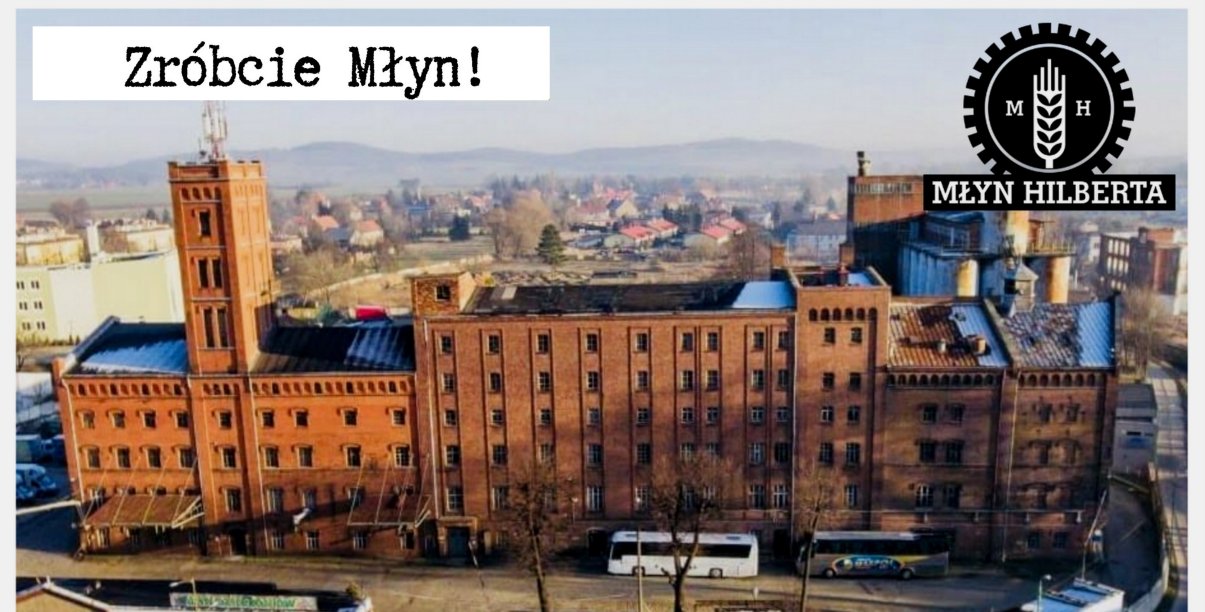 Zdjęcie młyna z napisem "Zróbcie Młyn!"