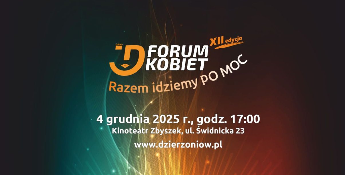 Grafika zapraszająca na XII Forum Kobiet pod hasłem "Razem idziemy PO MOC" 4 grudnia