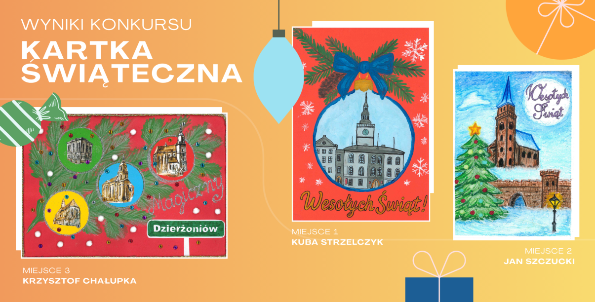Prace laureatów konkursu na kartkę świąteczną z elementami architektury Dzierżoniowa