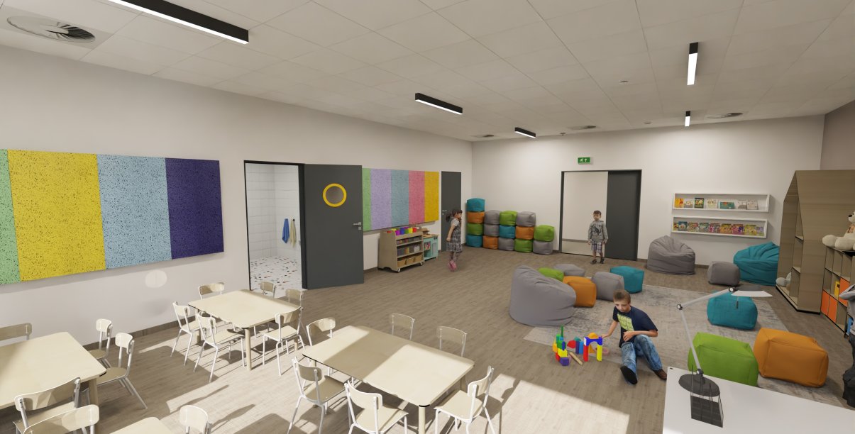 Wizualizacja sali zabaw w PP nr 7