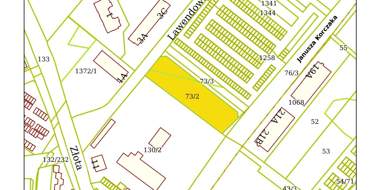 Mapa z zaznaczoną lokalizacją działki
