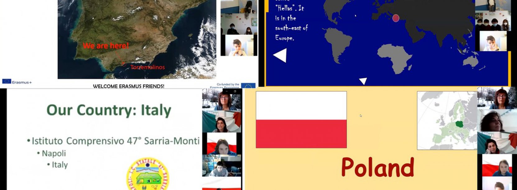 Uczniowie SP 9 spotkali sie online z rówieśnikami z Grecji, Hiszpanii i Włoch w ramach projektu Erasmus+ „Young Scientists Discover the World”