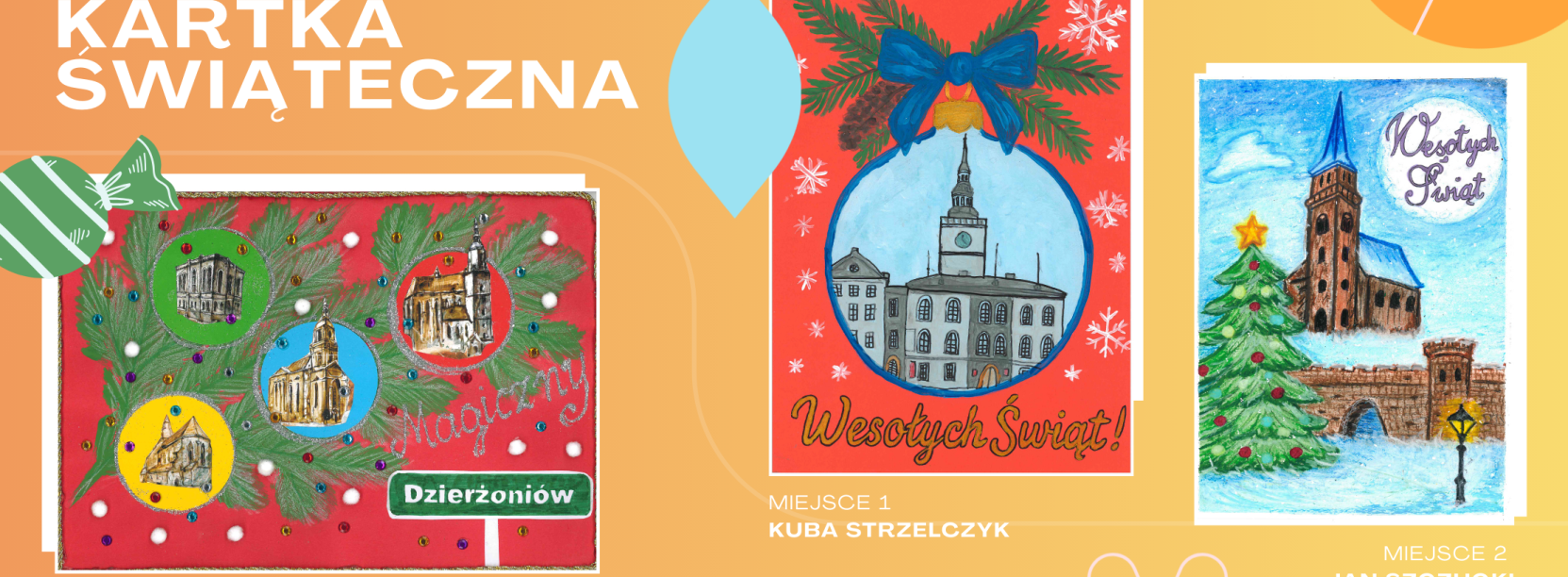 Prace laureatów konkursu na kartkę świąteczną z elementami architektury Dzierżoniowa