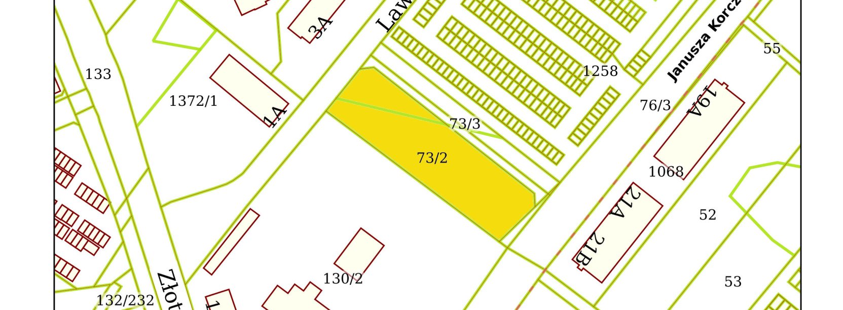 Mapa z zaznaczoną lokalizacją działki