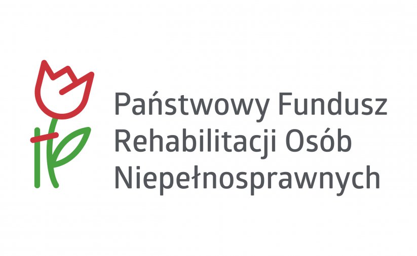 Rysunek kwiatka i napis Państwowy Fundusz Osób Niepełnosprawnych 