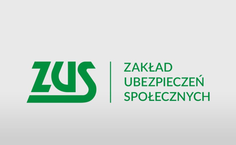 Zielony napis Zakład Ubezpieczeń Społecznych na białym tle
