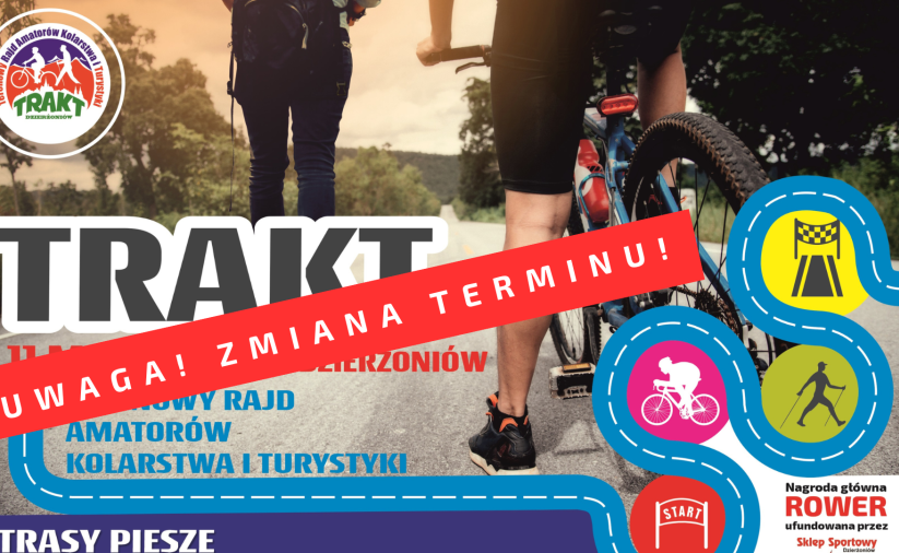 PRZEKREŚLONY PLAKAT NA trakt Z NAMISEM ZMIANA TERMINU IMPREZY