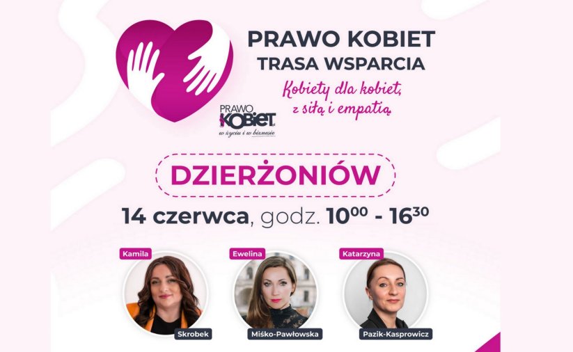 Grafika ozdobna z informacjami podanymi w tekście i trzy zdjęcia portretowe panelistek