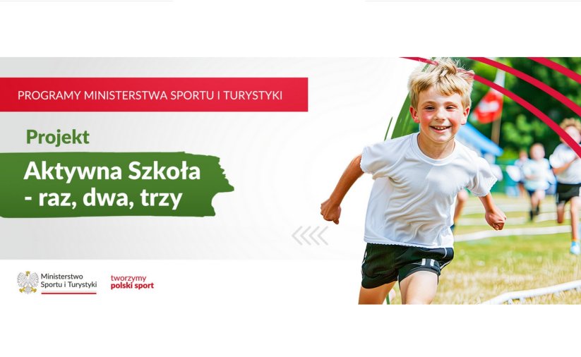 Element ozdobny, grafika ze zdjęciem biegnącego chłopca