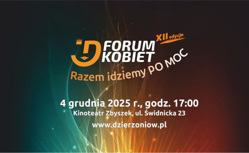 Grafika zapraszająca na XII Forum Kobiet pod hasłem "Razem idziemy PO MOC" 4 grudnia