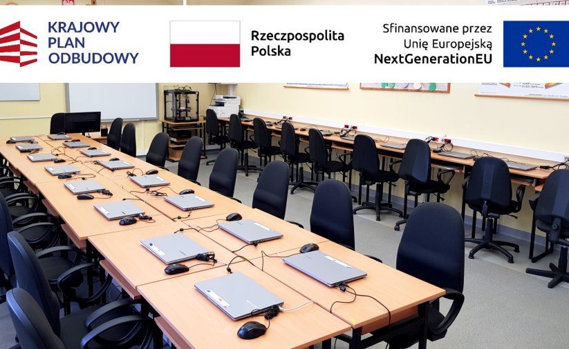 Pracownia komputerowa wyposażona w laptopy zakupione z KPO