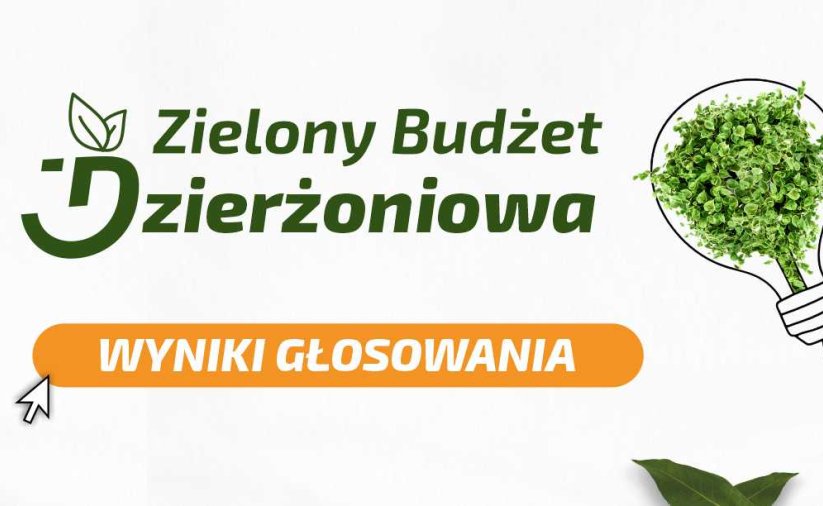 Grafika z logo Zielonego Budżetu Dzierżoniowa i napisem wyniki głosowania