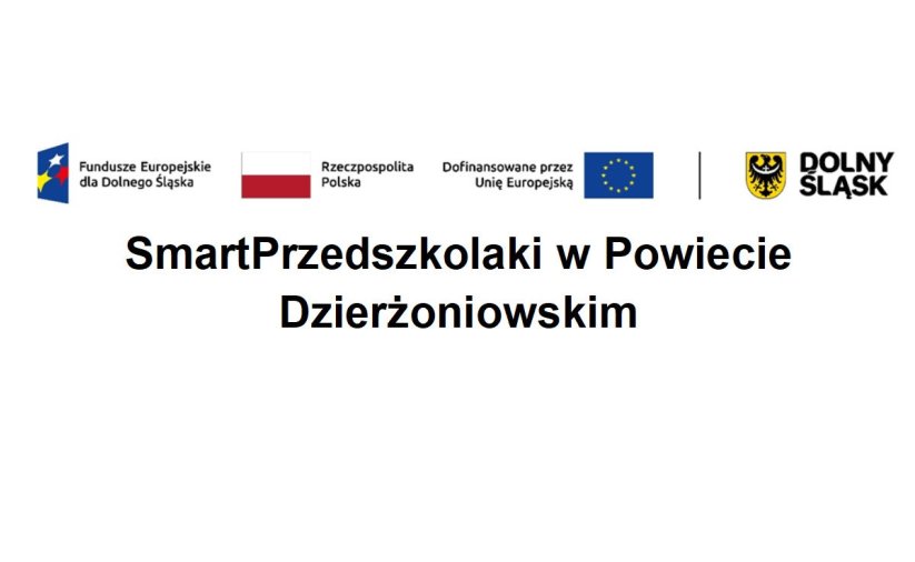 Grafika, białe tło, logotypy funduszy europejskiech i Dolnego Śląska, flaga Unii Europejskiej i Polski oraz nazwa projektu