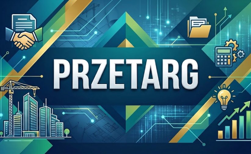 Grafika ozdobna z napisem "Przetarg"
