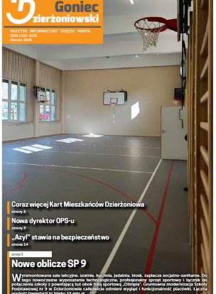 Okładka gońca ze zdjęciem sali gimnastycznej