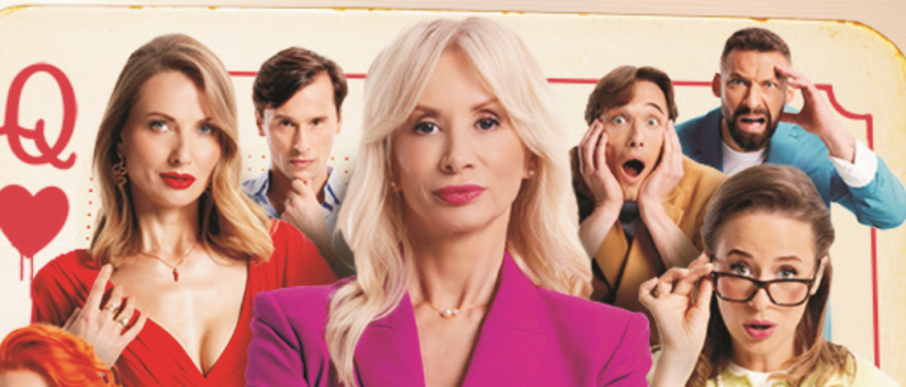 Aktorzy na scenie w spektaklu „Prawy do lewego”, współczesnej komedii teatralnej pełnej humoru, romansów i zaskakujących zwrotów akcji